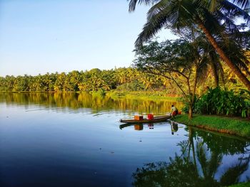 Scenic view of lake against clear sky