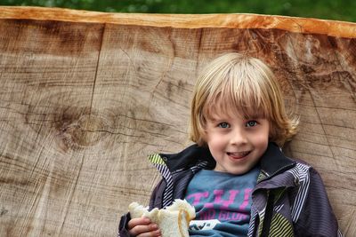 Portrait of cute boy smiling