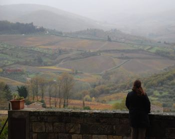 Woman looking at mountains