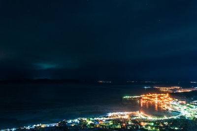 Scenic view of sea against sky at night