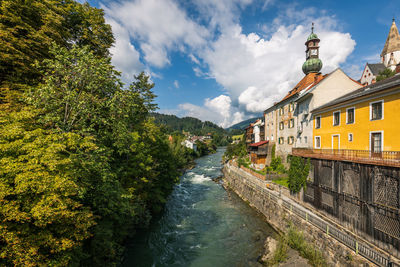 Bridge over river against sky