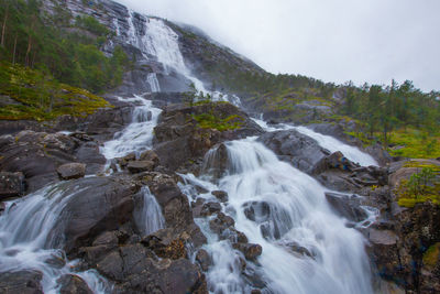 Scenic view of waterfall in forest