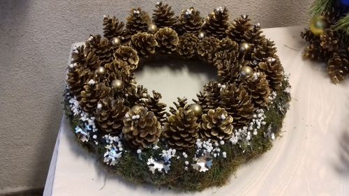 Close-up of christmas tree on table