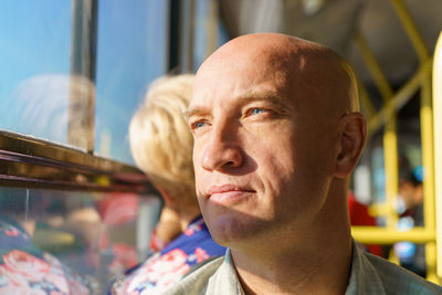 Portrait of man smiling outdoors