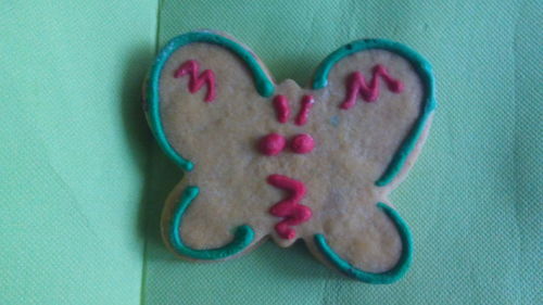 Directly above shot of heart shape cookies