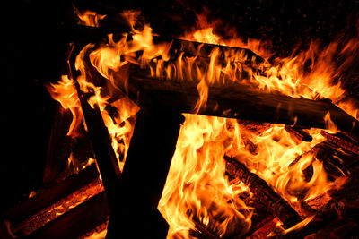 Close-up of bonfire at night