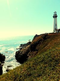 Scenic view of sea against clear sky
