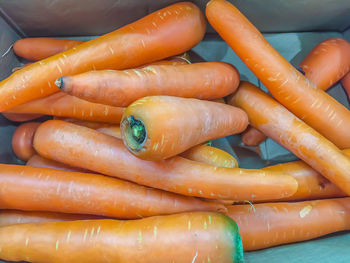 High angle view of vegetables at market stall