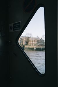 View of train through window