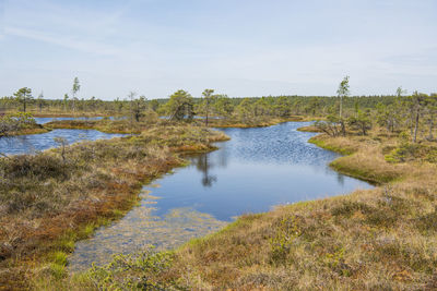 Scenic view of lake against sky