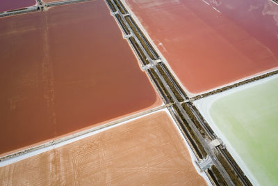 Aerial view of the salt pan in margherita di savoia, unesco heritage from above, apulia