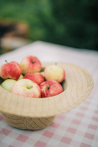 Close-up of apples in basket