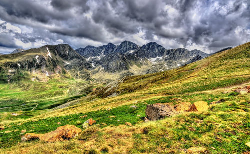 Scenic view of mountains against sky
