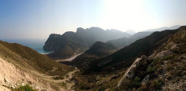 Scenic view of mountains against clear sky