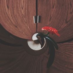 Close-up of flowers on wooden table