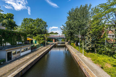 River sluice against sky in the city of berlin, river spree