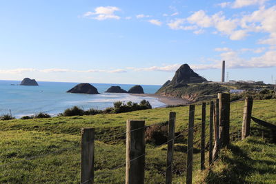 Scenic view of beach against sky