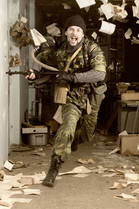 Russian soldier running