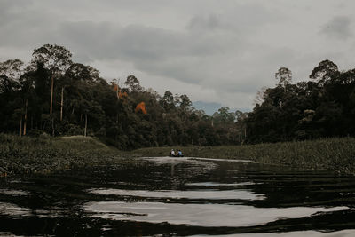 Scenic view of lake against sky