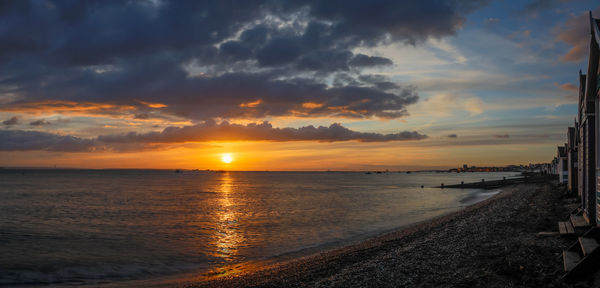 Scenic view of sea at sunset