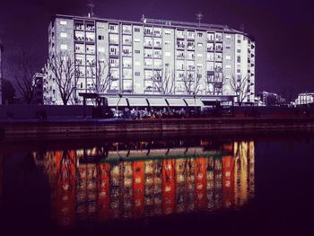 Reflection of building in water