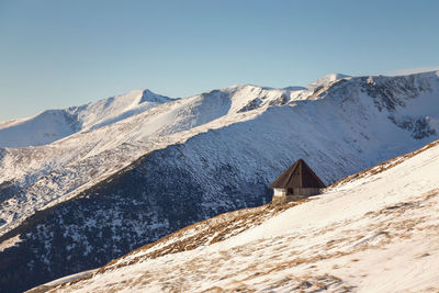 Scenic view of mountains against clear sky