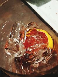 High angle view of ice cream in glass