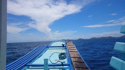 Scenic view of sea against blue sky