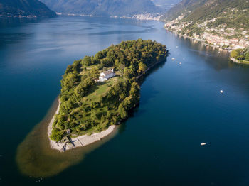 High angle view of bay and island