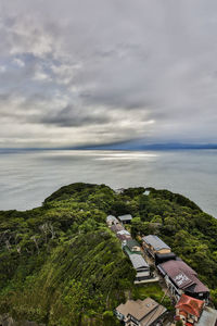 High angle view of sea against sky