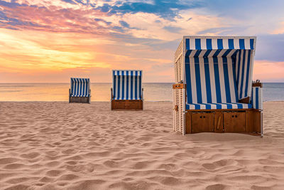 Beach chairs and sunset on the island sylt