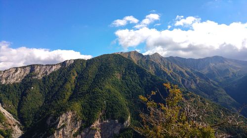 Scenic view of mountains against sky