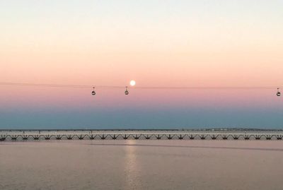 Scenic view of sea against clear sky during sunset