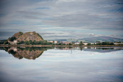 Dumbarton castle building on volcanic rock in scotland uk