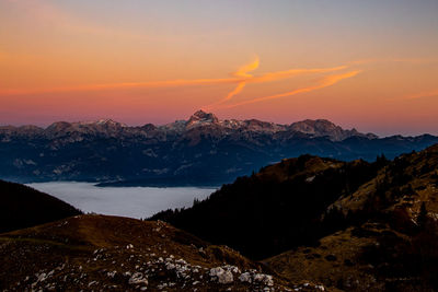 First light from bohinj mountains