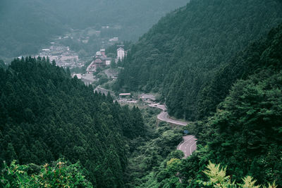 High angle view of mountain road