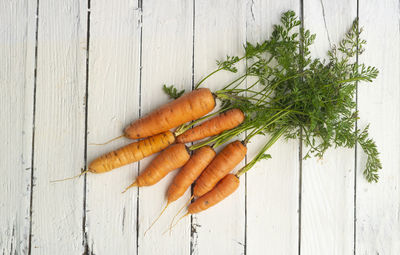 High angle view of vegetables on table