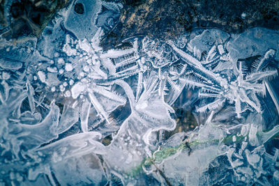 Full frame shot of frozen ice