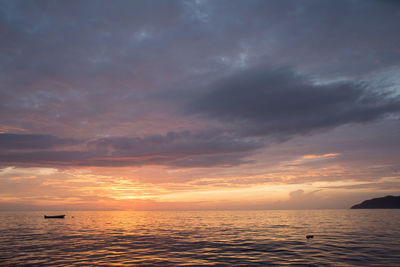 Scenic view of sea against cloudy sky