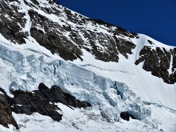 Scenic view of snowcapped mountains against clear sky