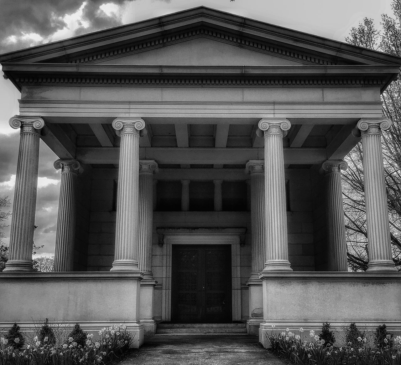 LOW ANGLE VIEW OF HISTORIC BUILDING