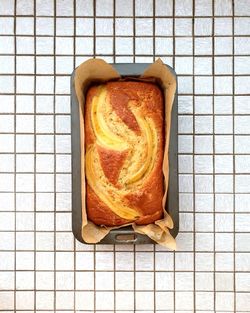 High angle view of bread on floor