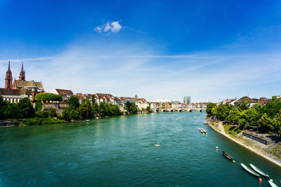 Scenic view of sea and buildings against sky