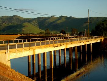 Bridge over river against sky