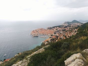 High angle view of sea against sky