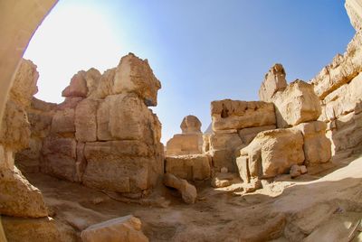 Low angle view of rock formations