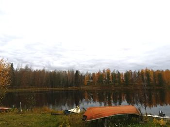 Scenic view of lake against sky