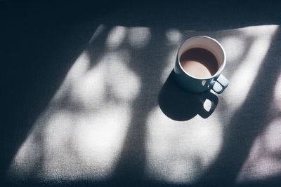 High angle view of coffee on table