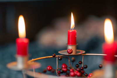 Close-up of lit candles