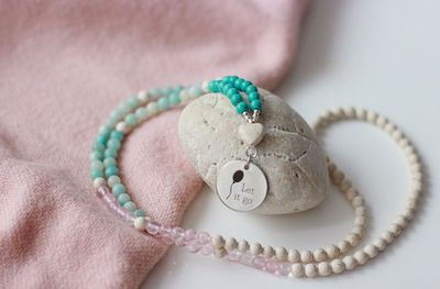 Close-up of heart shape decoration on table